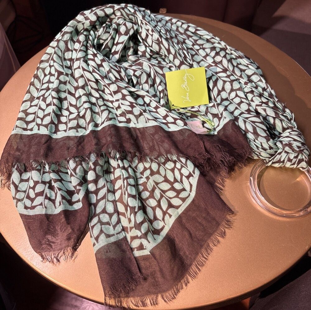 Vera Bradley Scarf Wrap Fringe Floral Shower Vines Oblong 70x27" Beachy New NWT - Picture 6 of 8
